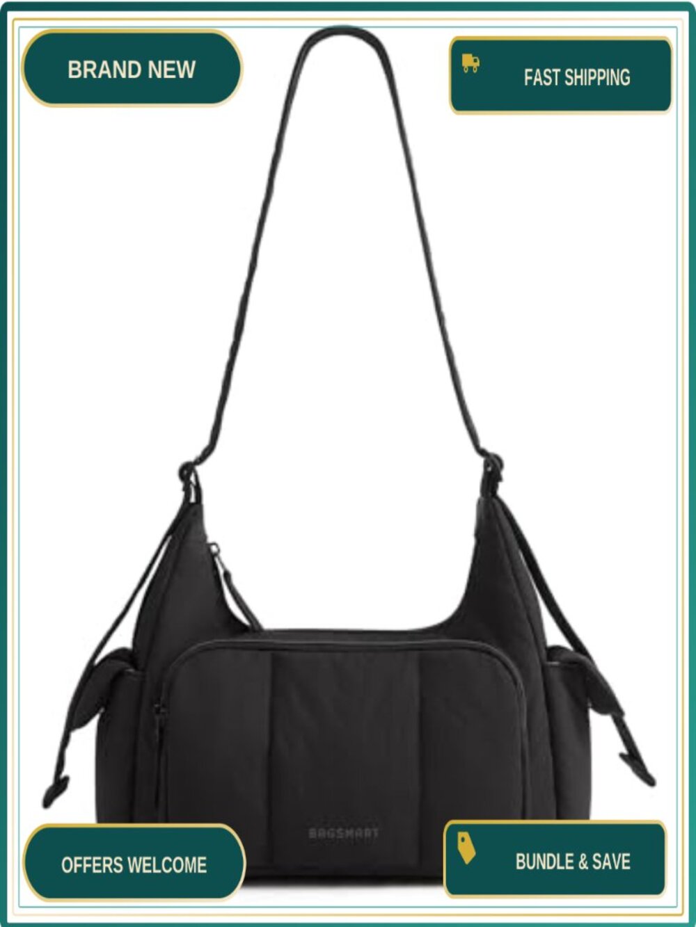 Puffer Crossbody Hobo Bag Waterproof Nylon Adjustable Strap